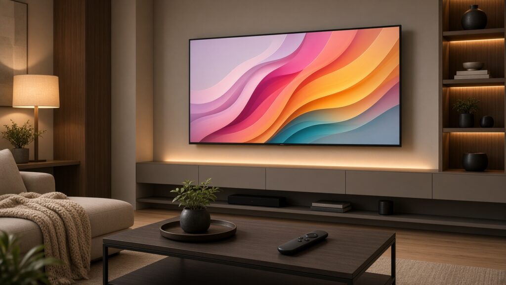 Smart TV living room setup for IPTV installation