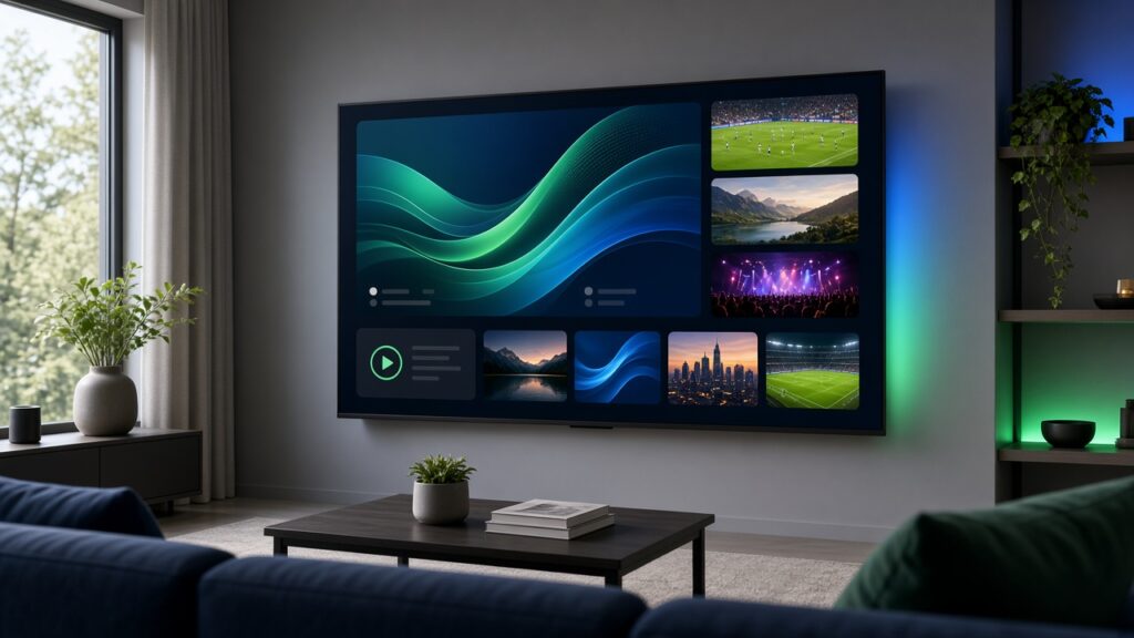 Living room Smart TV streaming setup for Kemo IPTV review